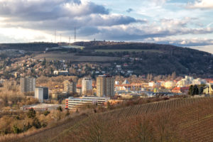 Blick vom Neuberg auf die Sanderau an der Königsberger Straße.