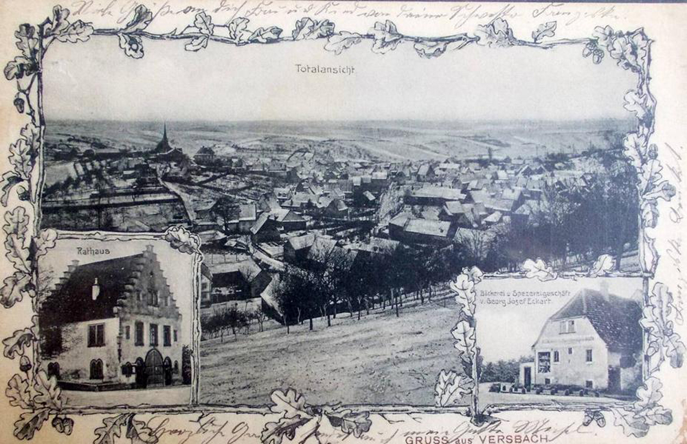 Historische Postkarte aus Versbach. Ohne Jahresangabe.