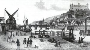 Würzburgs Alter Kranen auf einem Stich vom Ende des 18. Jahrhunderts (Quelle: Wikipedia.de)