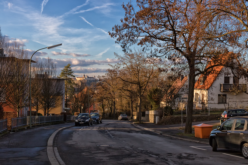 Blick von der Keesburgstraße im Frauenland auf Würzburg.