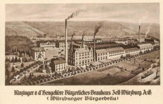 Historische Postkartenansicht des Bürgerbräu-Geländes.