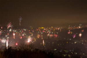 Blick auf Würzburg zu Silvester 2011 / 2012.