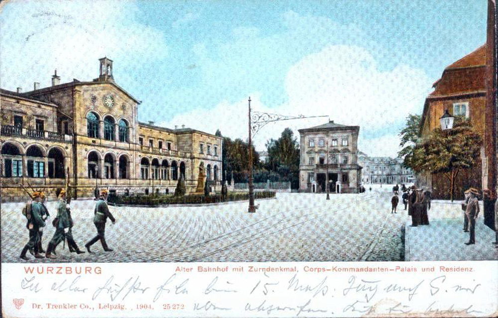 Der alte Hauptbahnhof mit dem Kommandantenbau im Jahr 1901.
