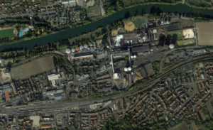 Die Zuckerfabrik Ochsenfurt in einem Screenshot von Google-Maps.